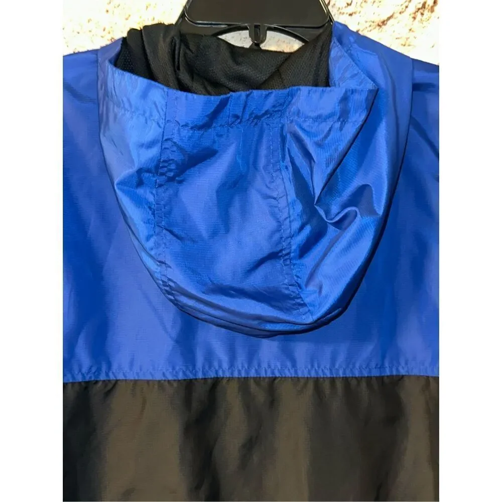 Umbro Hooded Windbreaker Track Jacket Lined Blue youth boys Size XL 16 18